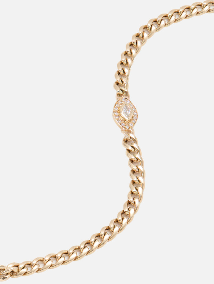 Medium Curb Chain Marquise Diamond Halo Bracelet,ZOE CHICCO,YELLOW GOLD,Image 1