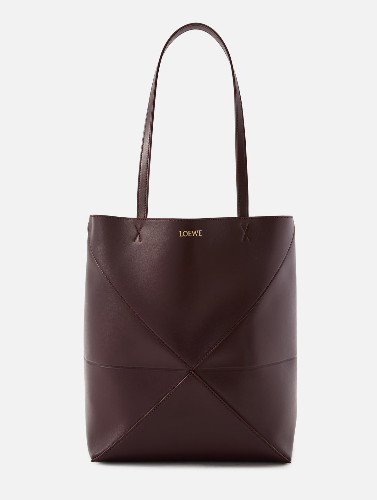 Medium Puzzle Tote,LOEWE,DARK BURGUNDY,Image 1