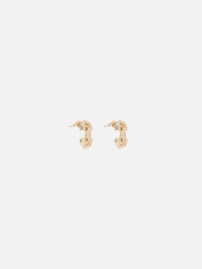 Vintage Pave Diamond Horsebit Link Studs,ZOE CHICCO,YELLOW GOLD,Image 1