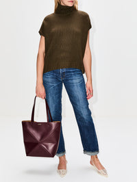 Medium Puzzle Tote,LOEWE,DARK BURGUNDY,Image 2