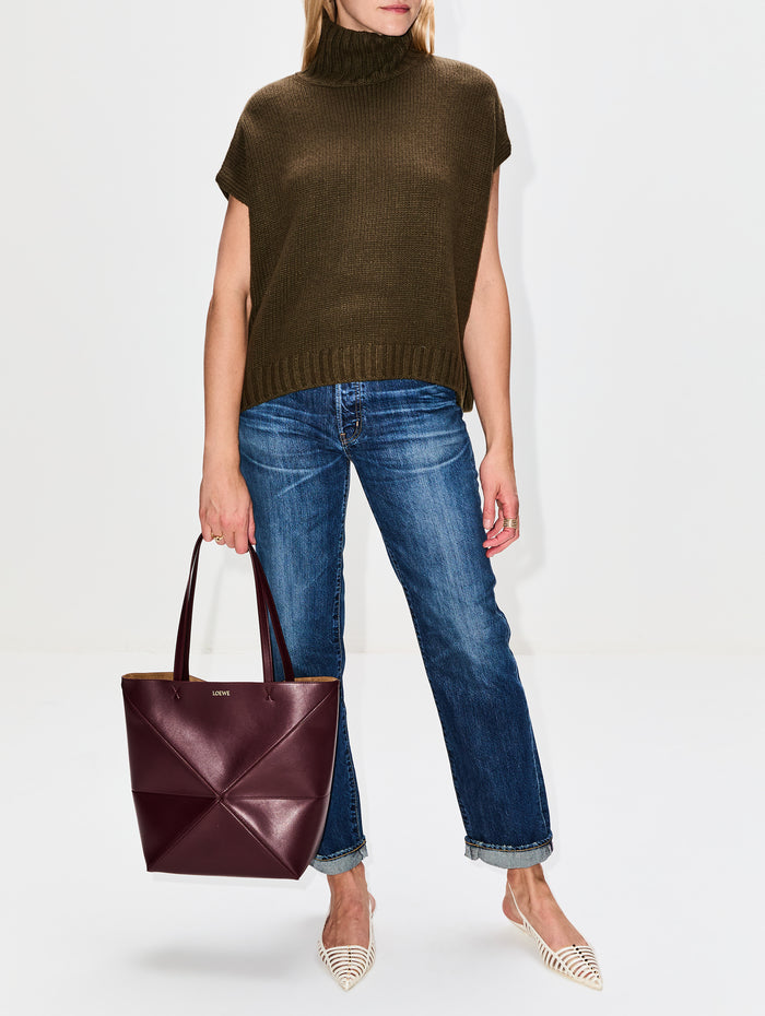 Medium Puzzle Tote,LOEWE,DARK BURGUNDY,Image 1