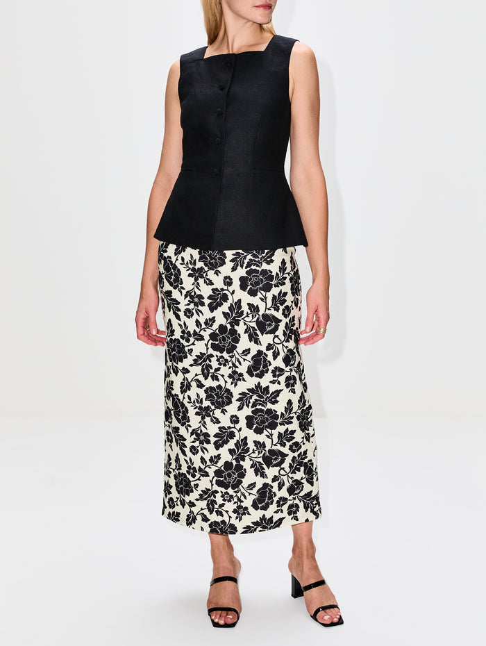 Romeo Column Skirt,POSSE,BONE/BLACK,Image 1