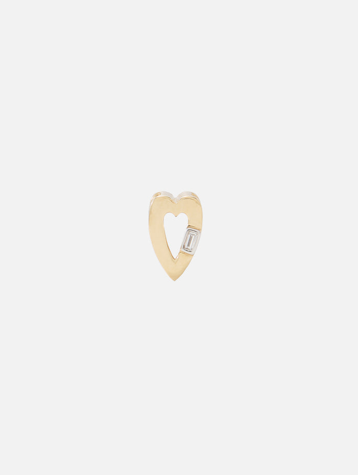 Mini Ribbed Heart Slide On Charm,HELENA ROSE,YELLOW GOLD,Image 1