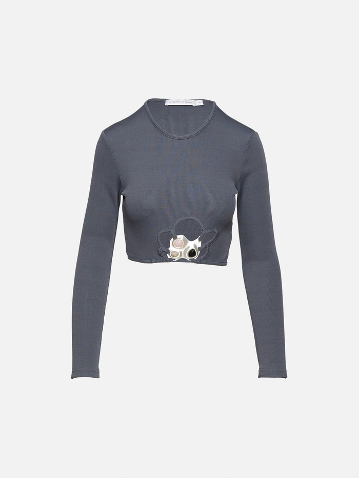 Trio Stone Cropped Top,CHRISTOPHER ESBER,STEEL,Image 1