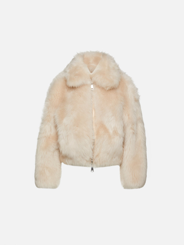 Shearling Jacket,ZEYNEP ARCAY,OFF WHITE,Image 1