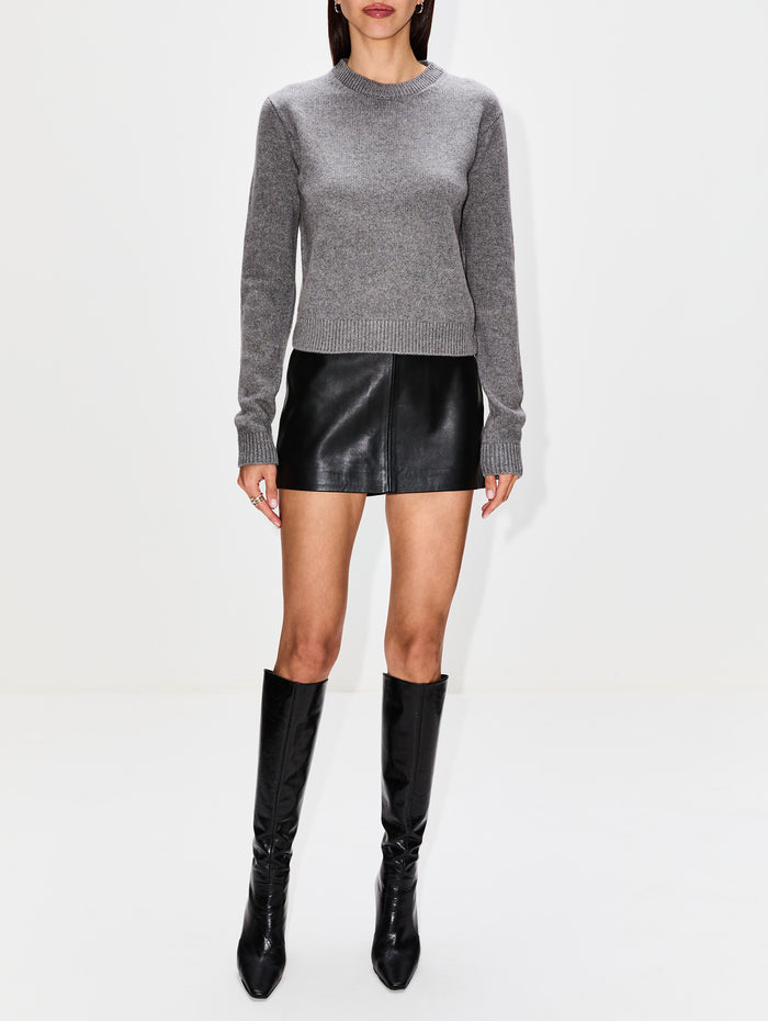 Simple Crew Sweater,THE ELDER STATESMAN,LIGHT GREY,Image 1