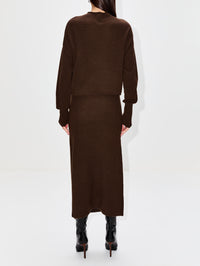 Dion Cashmere Skirt,ELYSEWALKER LABEL,CACAO BROWN,Image 3