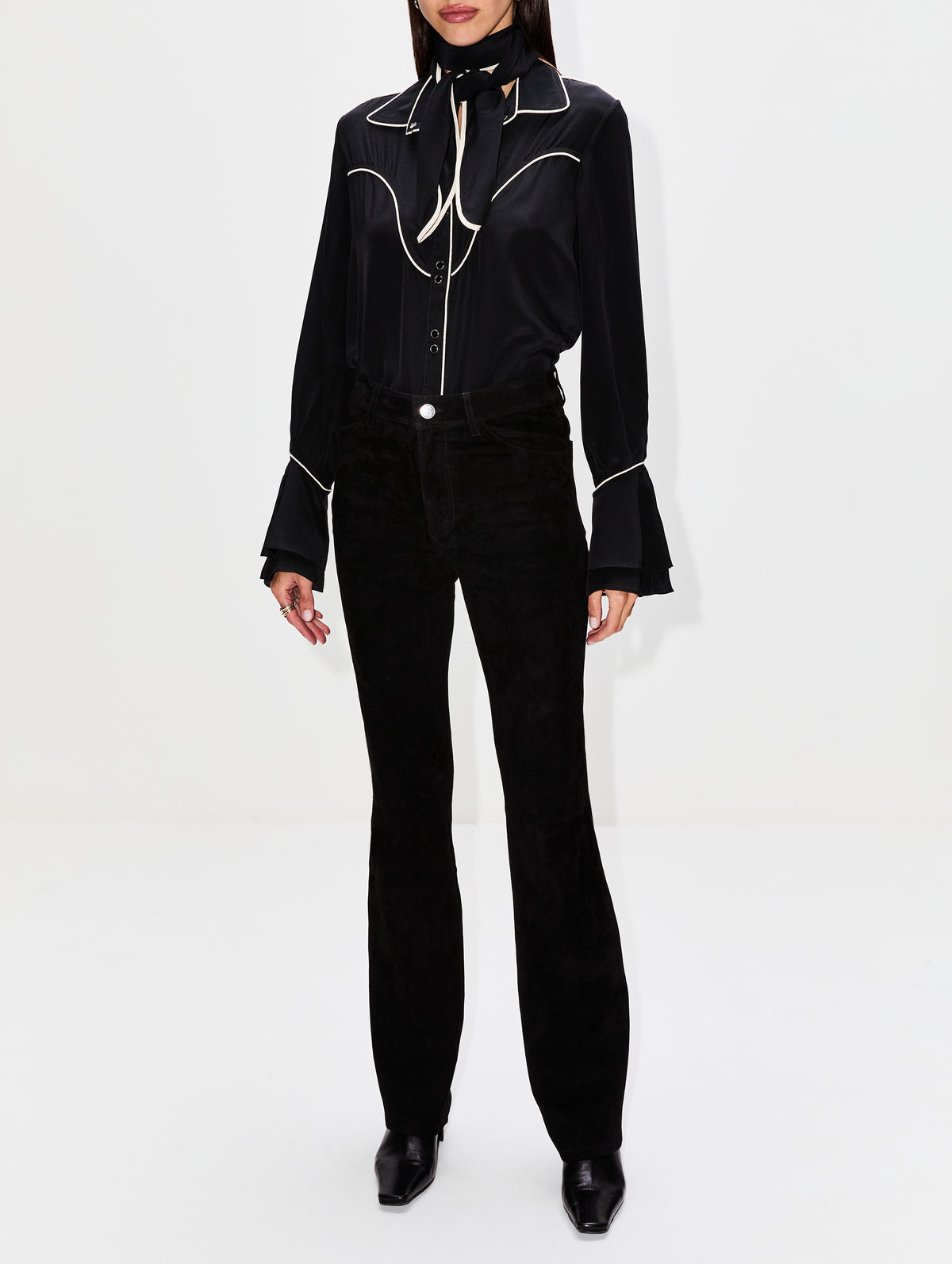 Black High Tides Shirt,JOHANNA ORTIZ,BLACK/ECRU,Image 2