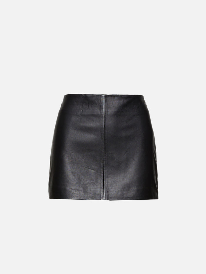 Leather Mini Skirt,ST AGNI,BLACK,Image 1