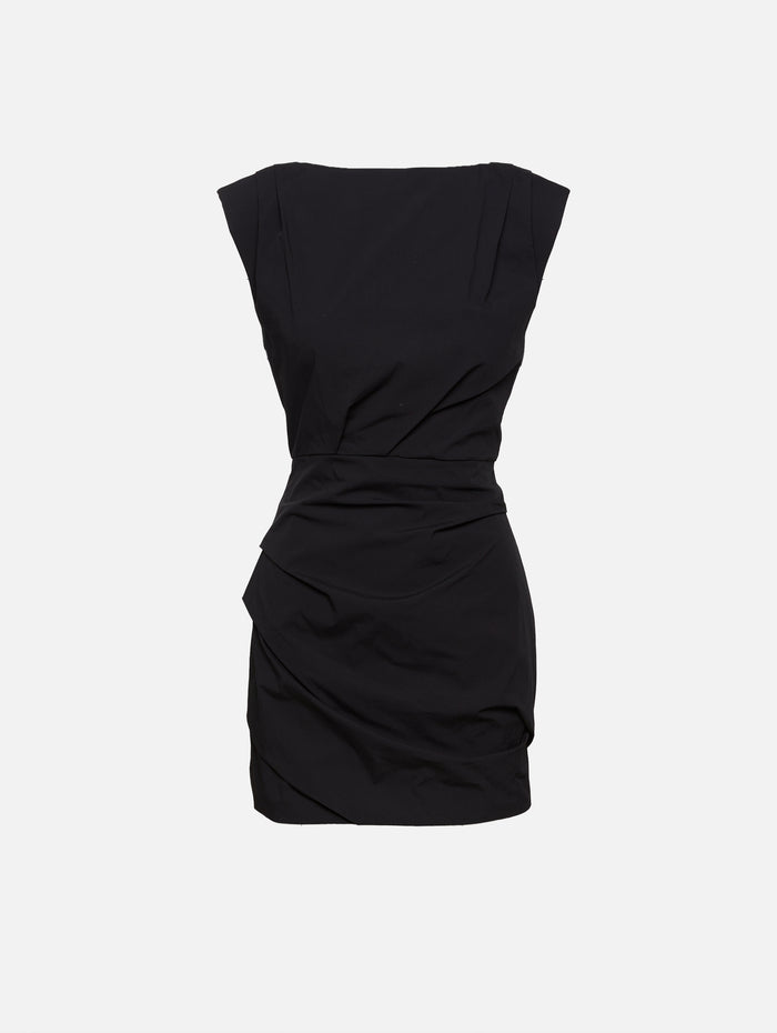 Bateau Tuck Mini Dress,ST AGNI,BLACK,Image 1