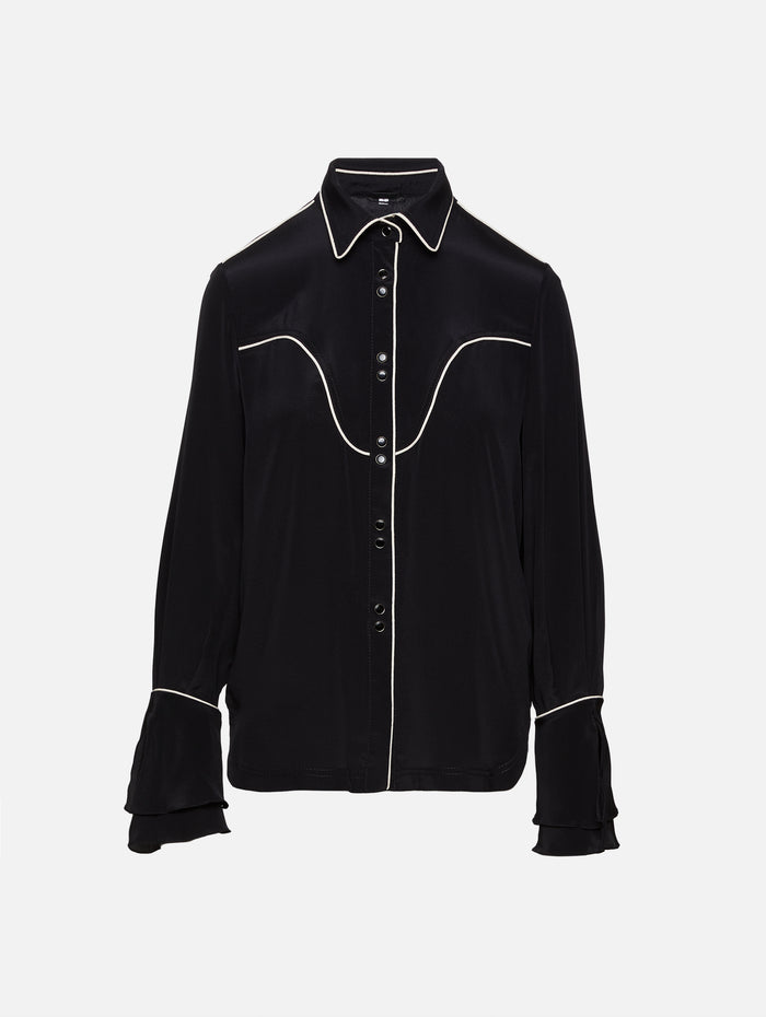 Black High Tides Shirt,JOHANNA ORTIZ,BLACK/ECRU,Image 1
