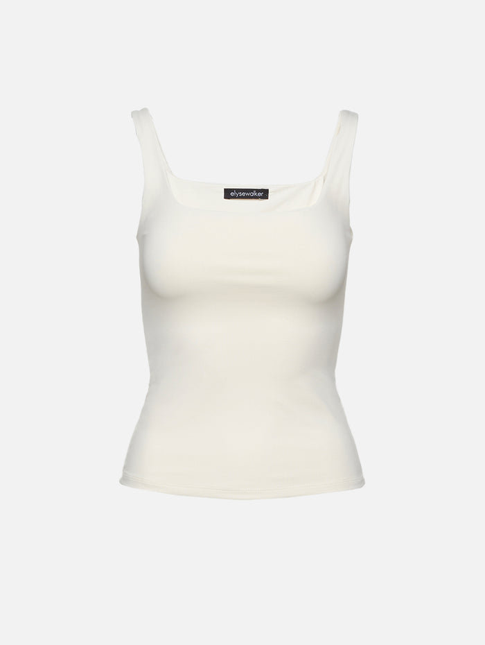 Vaughn Square Tank,ELYSEWALKER LABEL,CREAM,Image 1