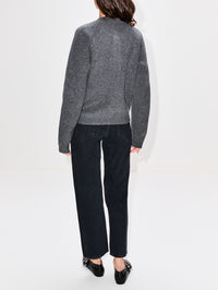 Hammered Button Cardigan,TOTÉME,GREY MELANGE,Image 3