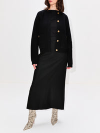 Hammered Button Cardigan,TOTÉME,BLACK,Image 2