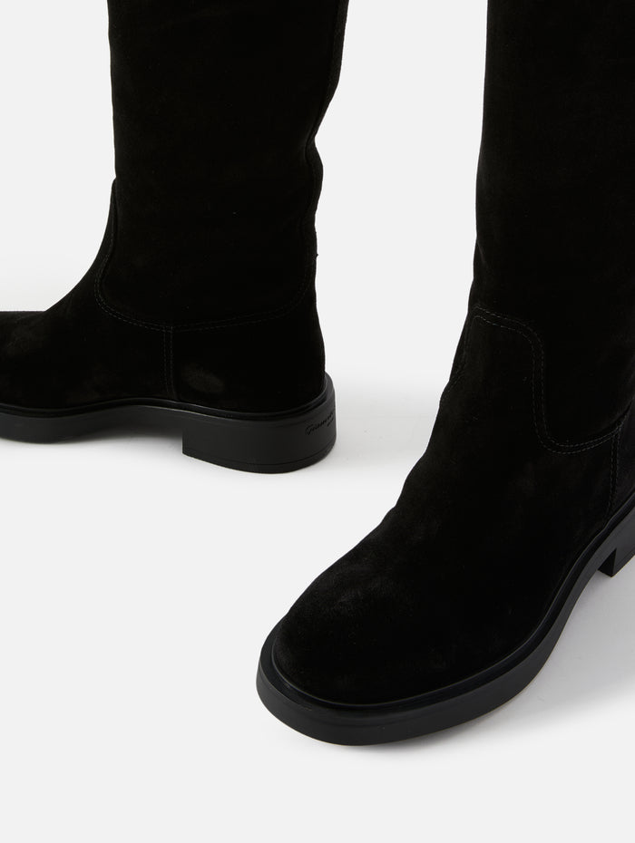 Suede Riding Boot,GIANVITO ROSSI,BLACK,Image 1