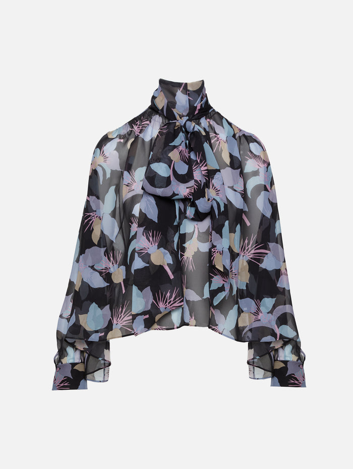 Neck Tie Blouse,CHLOÉ,BLACK,Image 1
