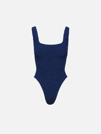 Square Neck Swimsuit,HUNZA G,NAVY/ SILVER,Image 1
