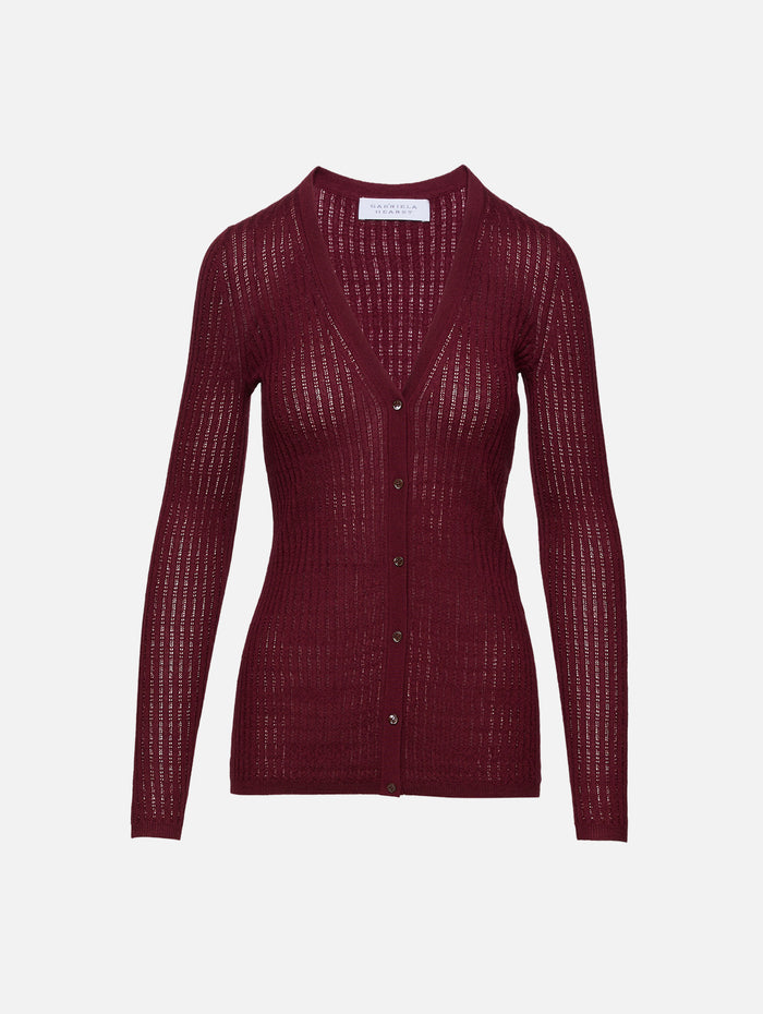 Emma Pointelle Cardigan,GABRIELA HEARST,BORDEAUX,Image 1