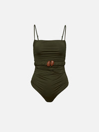 Military Whispering Tides Swimsuit,JOHANNA ORTIZ,MILITARY GREEN,Image 1