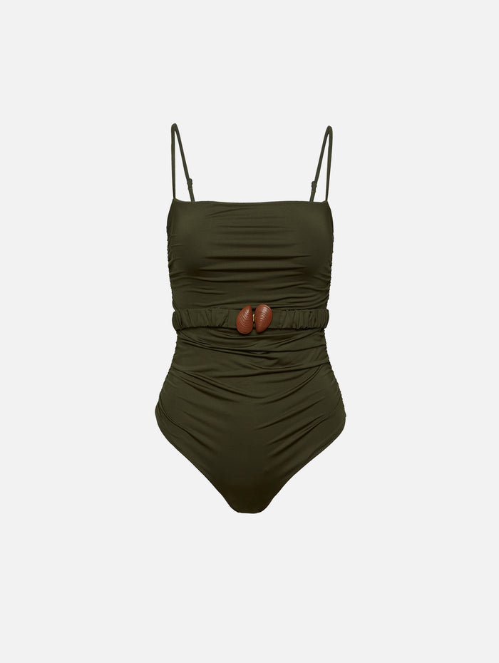 Military Whispering Tides Swimsuit,JOHANNA ORTIZ,MILITARY GREEN,Image 1