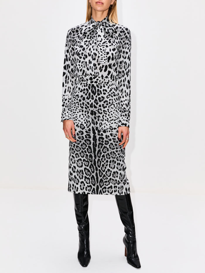 Pencil Skirt,DOLCE & GABBANA,LEOPARD PRINT CHARMEUSE,Image 1
