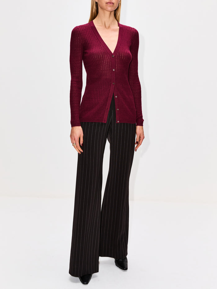 Emma Pointelle Cardigan,GABRIELA HEARST,BORDEAUX,Image 1