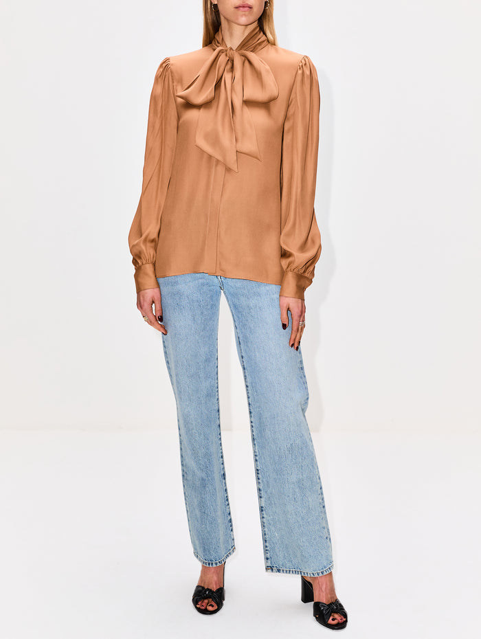 Neck Tie Blouse,SAINT LAURENT,TANIN,Image 1