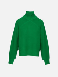 Ribbed Paneled Turtleneck Top,ROSETTA GETTY,GREEN,Image 1