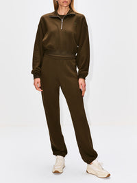 Cropped Half-Zip Sweatshirt,ÉTERNE,MOSS,Image 2