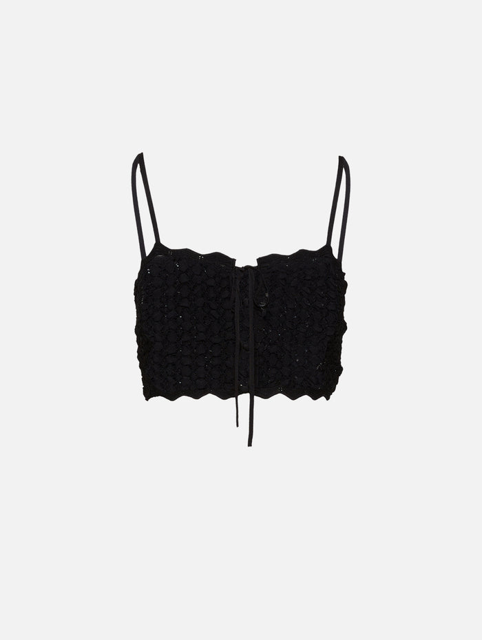 Crochet Tank,SAINT LAURENT,BLACK,Image 1