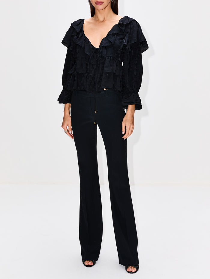 Ruffle Blouse,CHLOÉ,BLACK,Image 1