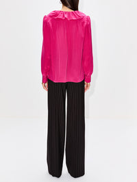 Ruffle V Neck Blouse,CHLOÉ,DIVINE RED,Image 3