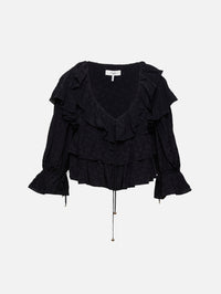 Ruffle Blouse,CHLOÉ,BLACK,Image 1