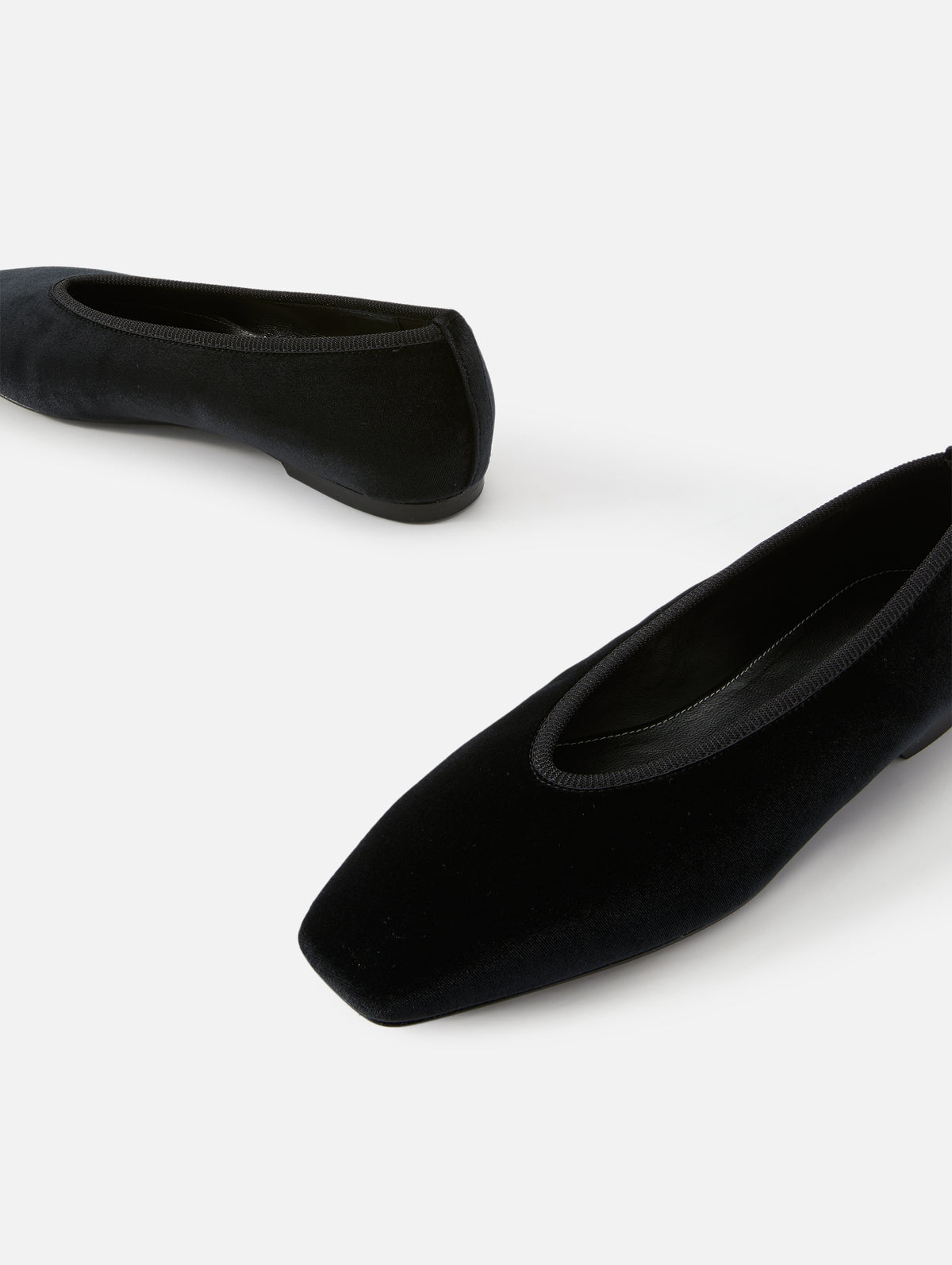 Minimalist Velvet Ballerina Flat,TOTÉME,BLACK,Image 2