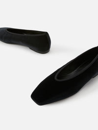 Minimalist Velvet Ballerina Flat,TOTÉME,BLACK,Image 2