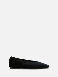 Minimalist Velvet Ballerina Flat,TOTÉME,BLACK,Image 1