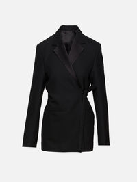 Satin Lapel Wrap Blazer,TOTÉME,BLACK,Image 1