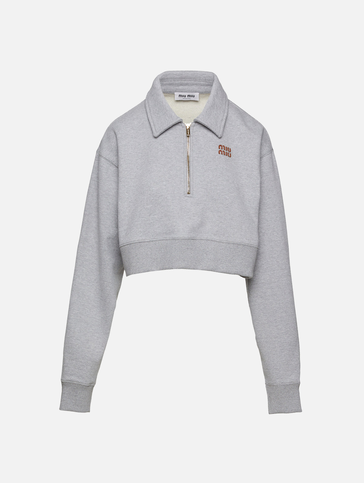 Half Zip Sweatshirt,MIU MIU,GREY MELANGE,Image 1