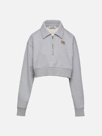 Half Zip Sweatshirt,MIU MIU,GREY MELANGE,Image 1