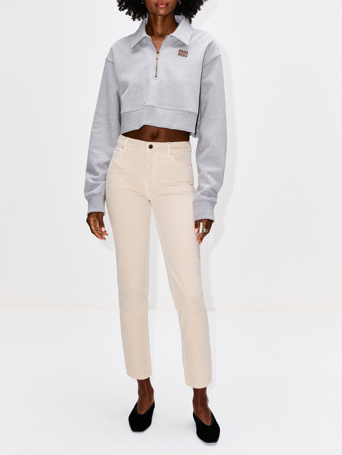 Half Zip Sweatshirt,MIU MIU,GREY MELANGE,Image 1