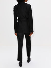 Satin Lapel Wrap Blazer,TOTÉME,BLACK,Image 3