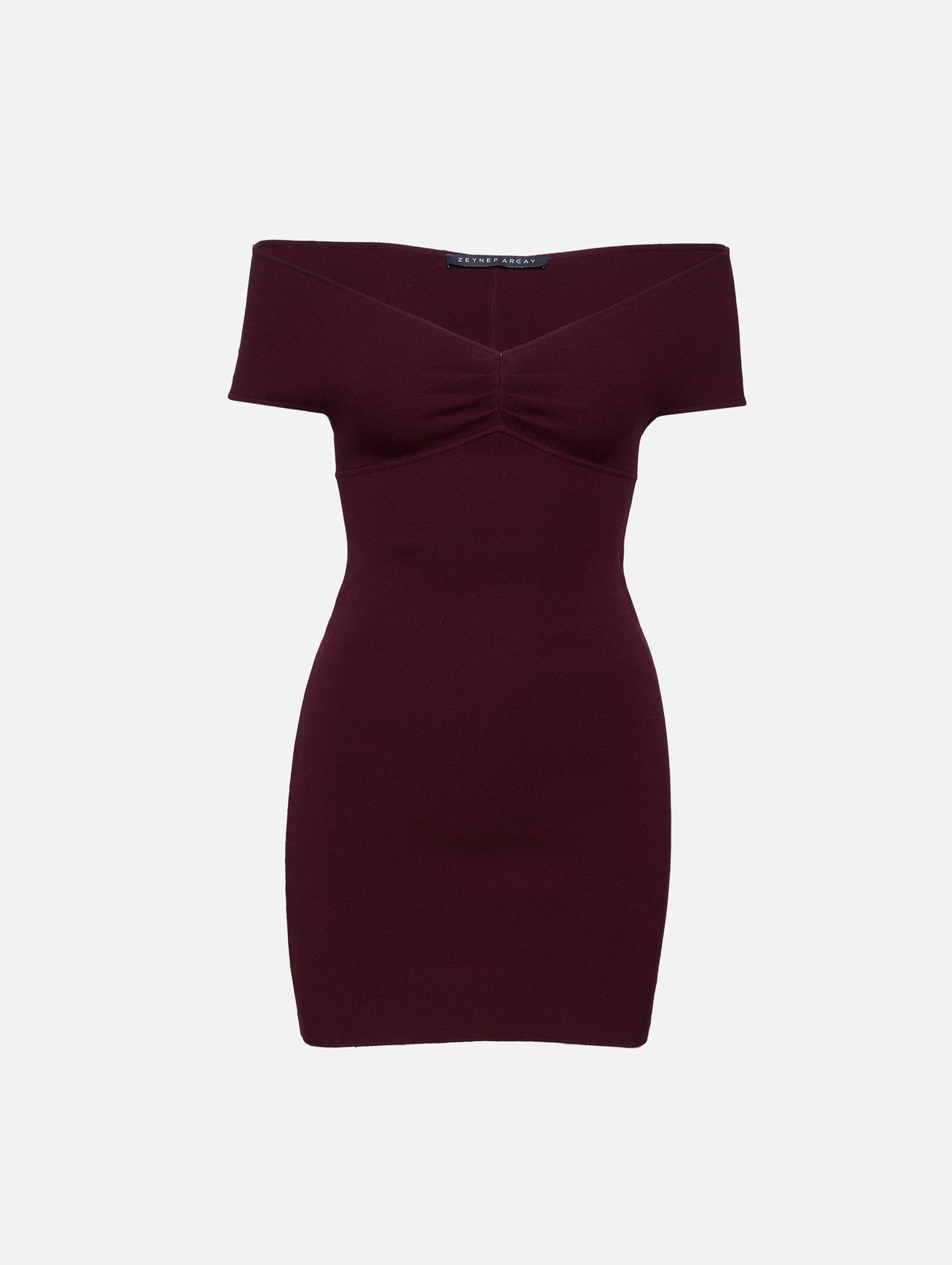 Off The Shoulder Knit Dress,ZEYNEP ARCAY,MAROON,Image 1