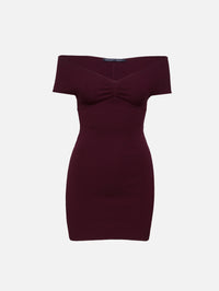 Off The Shoulder Knit Dress,ZEYNEP ARCAY,MAROON,Image 1