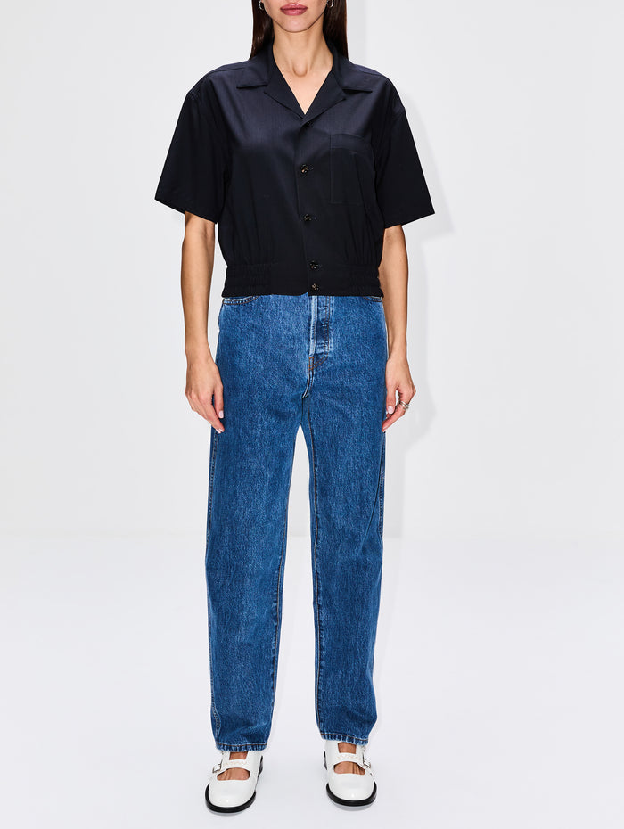 Button Up Blouse,BOTTEGA VENETA,MIDNIGHT,Image 1