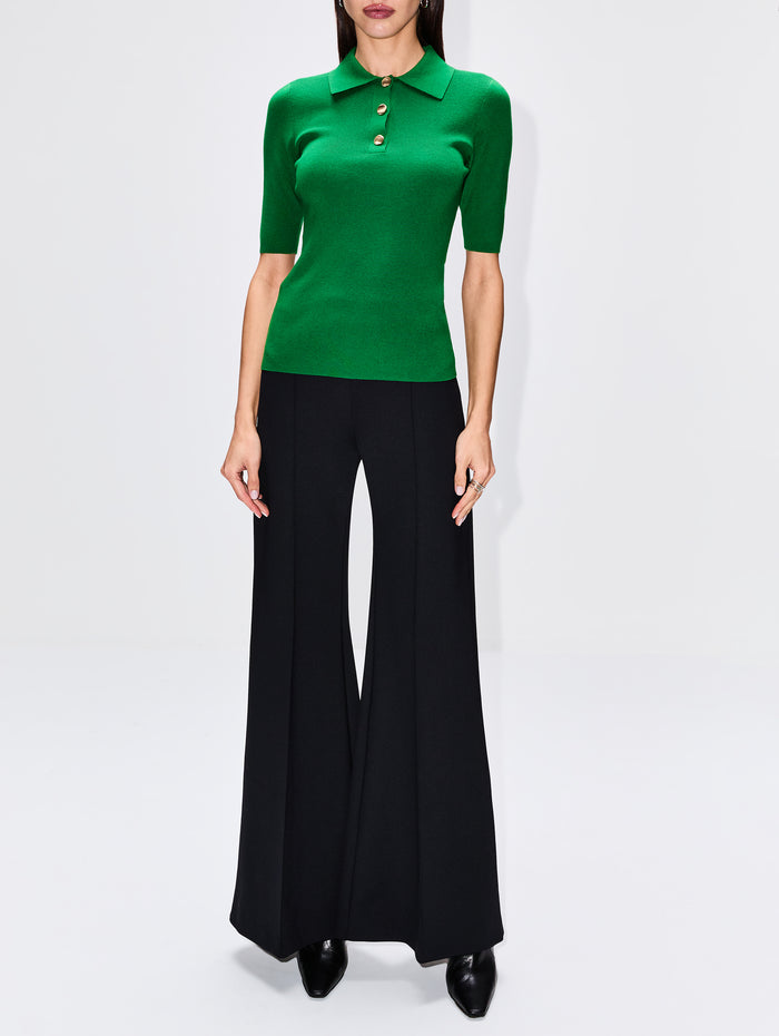 Pintuck Wide Flare Pant,ROSETTA GETTY,BLACK,Image 1