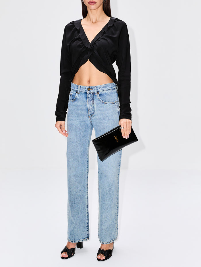 Long Zipped Pouch,SAINT LAURENT,NOIR,Image 1