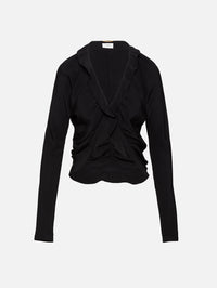Cropped Long Sleeve Blouse,SAINT LAURENT,BLACK,Image 1