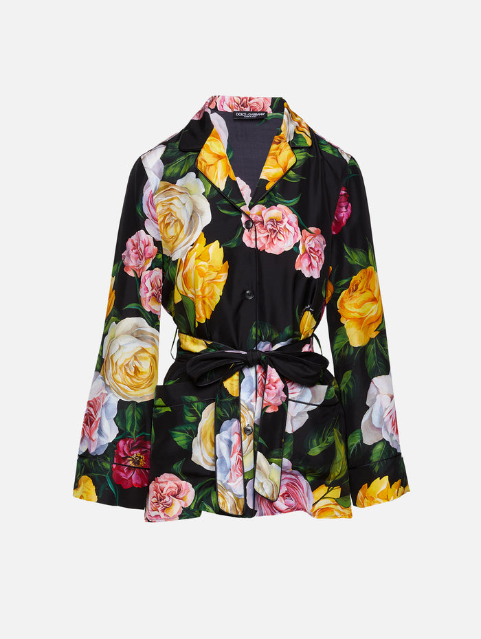 Belted Button Up Blouse,DOLCE & GABBANA,PEONIE/ROSE,Image 1