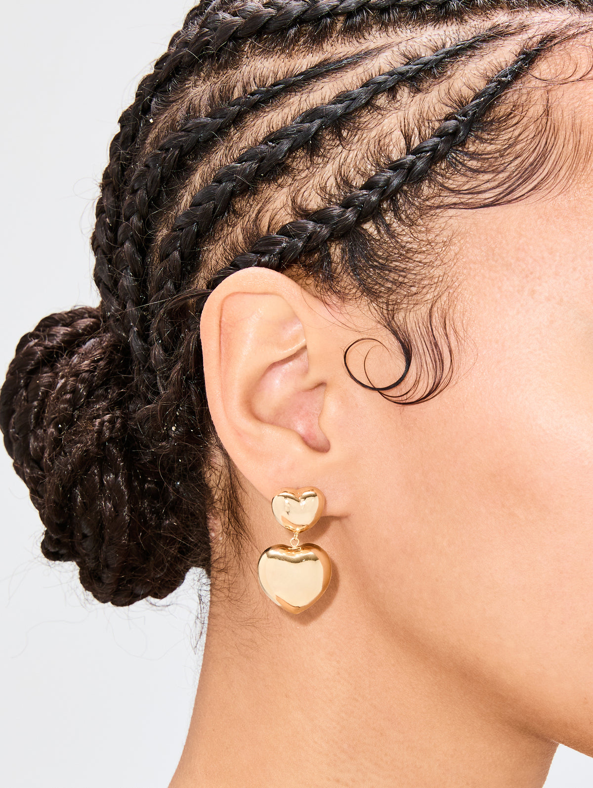 Domed Double Puff Heart Earrings,SHYLEE ROSE,YELLOW GOLD,Image 2