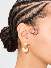 Domed Double Puff Heart Earrings,SHYLEE ROSE,YELLOW GOLD,Image 2